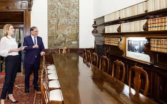 Italian Senate's President Ignazio La Russa as he meets  European Parliament President Roberta Metsola at Palazzo Giustiniani, Roma 17 Febbraio 2023. ANSA/SENATO PRESS OFFICE +++ NO SALES, EDITORIAL USE ONLY +++ NPK +++