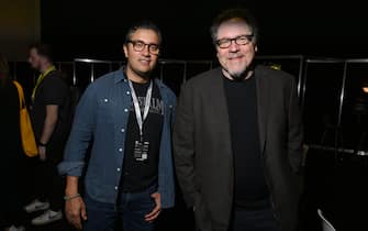LONDON, ENGLAND - APRIL 07: (L-R) Asad Ayaz and Jon Favreau attend the studio panel at Star Wars Celebration 2023 attends the studio panel at Star Wars Celebration 2023 in London at ExCel on April 07, 2023 in London, England. (Photo by Jeff Spicer/Jeff Spicer/Getty Images for Disney)