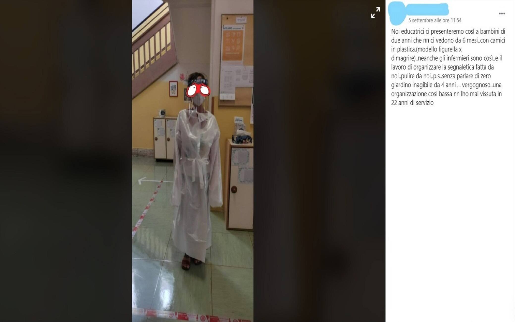 La foto postata dall'educatrice sulla pagina Facebook del Comune di Milano