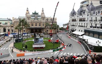 Mercedes' Valtteri Bottas passes through Casino Square next to the Casino Monte-Carlo and the Hotel de Paris Monte-Carlo during first practice at the Circuit de Monaco, Monaco. (Photo by David Davies/PA Images via Getty Images)