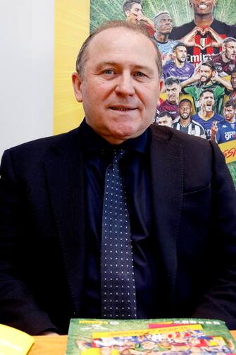 Giancarlo Camolese partecipa alla presentazione dell'album delle figurine dei calciatori Panini 2022-2023 presso la sede della Lega Calcio in via Rosellini a Milano, 12 gennaio 2023.ANSA/MOURAD BALTI TOUATI