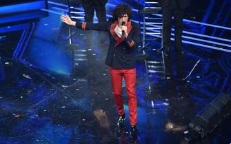 SANREMO, ITALY - MARCH 04:  Ermal Meta is seen on stage during the 71th Sanremo Music Festival 2021 at Teatro Ariston on March 04, 2021 in Sanremo, Italy. (Photo by Jacopo Raule / Daniele Venturelli/Getty Images)