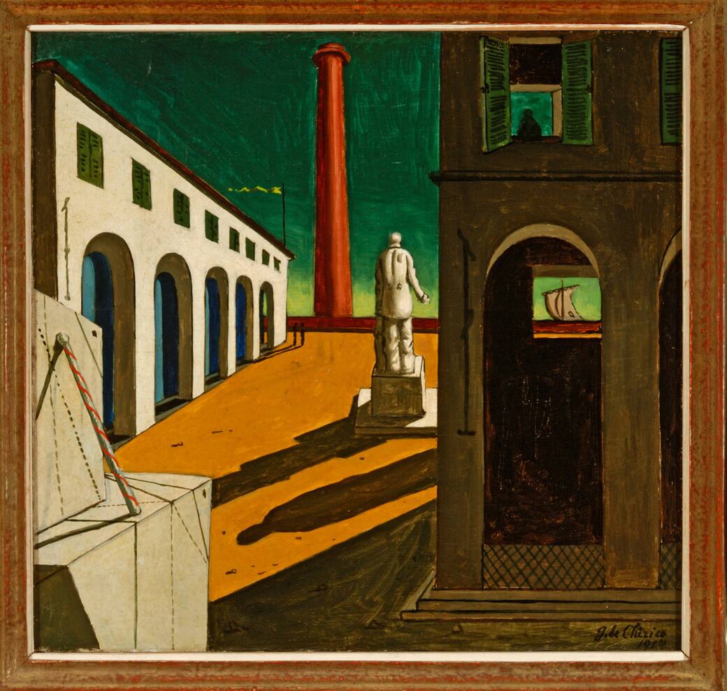 Giorgio de Chirico, Enigma della partenza, 1914 (1930) Fondazione Magnani-Rocca, Mamiano di Traversetolo (Parma) © Giorgio de Chirico, by SIAE 2025
