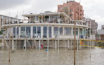 Mareggiata sulla Riviera Romagnola causata dall’ondata di maltempo che ha colpito il centro Italia, Rimini, 18 settembre 2024. ANSA/Pasquale Bove/Dorin Mihai