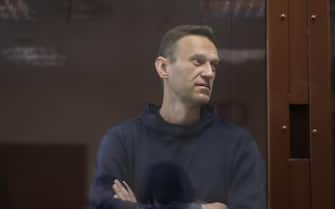 epa08988498 A handout photo made available by the Press Service of the Babushkinsky district court shows Russian opposition leader Alexei Navalny during a hearing of a case on slander charges in Moscow, Russia, 05 February 2021. In June 2020 the Russian Investigative Committee opened a criminal case against Alexei Navalny on charges of slander against WWII veteran Ignat Artemenko after Navalny s comment about a video promoting the amendments to the Russian Constitution.  EPA/BABUSHKINSKY DISTRICT COURT PRESS SERVICE / HANDOUT  HANDOUT EDITORIAL USE ONLY/NO SALES