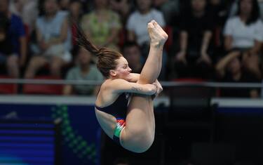 epa12278793 Chiara Pellacani of Italy competes during the Women s 3m Platform Springboard semifinals at the World Aquatics Championships Singapore 2025 in Singapore, 02 August 2025.  EPA/FAZRY ISMAIL