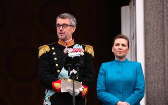 epa11076202 King Frederik X speaks from the balcony of Christiansborg Palace after his accession to the throne in Copenhagen, Denmark, 14 January 2024. Denmark's Queen Margrethe II abdicated on 14 January 2024, the 52nd anniversary of her accession to the throne. Her eldest son, Crown Prince Frederik, succeeded his mother on the Danish throne as King Frederik X while his son, Prince Christian, became the new Crown Prince of Denmark following his father's coronation.  EPA/BO AMSTRUP DENMARK OUT