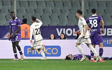 AS Roma's forward Houssem Aouar celebrates after scoring a goal during the Serie A soccer match ACF Fiorentina vs AS Roma at Artemio Franchi Stadium in Florence, Italy, 10 March  2024
ANSA/CLAUDIO GIOVANNINI