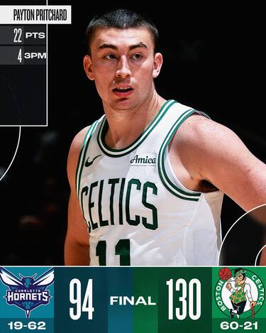 BOSTON CELTICS-CHARLOTTE HORNETS 130-94