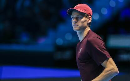 TURIN, ITALY - 2025/11/14: Jannik Sinner of Italy seen during Men's Singles Group Stage match against Ben Shelton of United States on day six of the Nitto ATP Finals 2025 at Inalpi Arena. (Photo by Fabrizio Carabelli/SOPA Images/LightRocket via Getty Images)