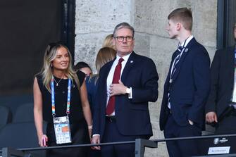 BERLIN, GERMANY - JULY 14: UK Prime Minister Sir Keir Starmer during the UEFA EURO 2024 final match between Spain and England at Olympiastadion on July 14, 2024 in Berlin, Germany. (Photo by Marc Atkins/Getty Images)