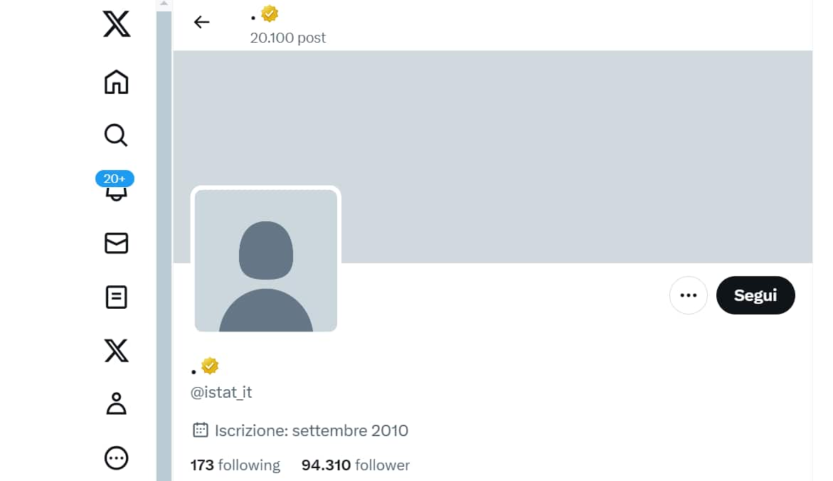 Account Istat bloccato