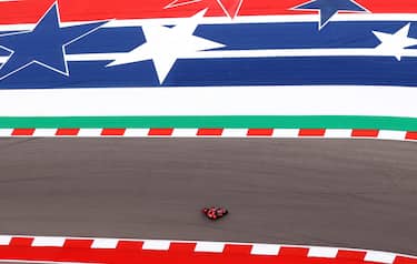 epa10573126 Italian rider Francesco Bagnaia of the Ducati Lenovo Team in action during the second free practice session of the MotoGP category for the Motorcycling Grand Prix of The Americas at the Circuit of The Americas in Austin, Texas, USA, 14 April 2023.  EPA/ADAM DAVIS