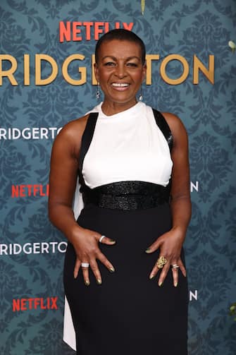 NEW YORK, NEW YORK - MAY 13: Adjoa Andoh attends Netflix's "Bridgerton" Season 3 World Premiere at Alice Tully Hall, Lincoln Center on May 13, 2024 in New York City. (Photo by Jamie McCarthy/Getty Images)