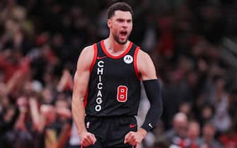 CHICAGO, IL - NOVEMBER 17: Zach LaVine #8 of the Chicago Bulls reacts after a3-point basket against the Orlando Magic in the second half of the NBA In-Season Tournament at the United Center on November 17, 2023 in Chicago, Illinois.(Photo by Melissa Tamez/Icon Sportswire via Getty Images)