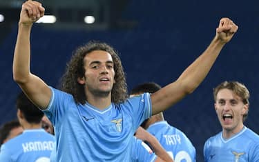 SS Lazio's Matteo Guendouzi celebrates after scoring the 1-0 goal during the Italian Cup round of 16 soccer match between SS Lazio and Genoa CFC at the Olimpico stadium in Rome, Italy, 05 December 2023 .  ANSA/ETTORE FERRARI

