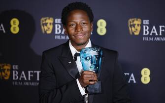 epa11901804 British actor David Jonsson poses in the press room after winning the EE Rising Star award during the BAFTA Film Awards at the Royal Festival Hall in London, Britain, 16 February 2025. The ceremony is hosted by the British Academy of Film and Television Arts (BAFTA).  EPA/TOLGA AKMEN