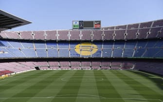 BARCELONA, SPAIN - MAY 29: A general view of Camp Not stadium during a symbolic act of laying the first stone of the works of the new Spotify Camp Nou stadium in Barcelona, Spain on May 29, 2023. (Photo by Adria Puig/Anadolu Agency via Getty Images)