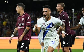 Inter's Lautaro Martinez jubilates after scoring the second goal during the Italian Serie A soccer match US Salernitana vs FC Inter at the Arechi stadium in Salerno, Italy, 30 September 2023.
ANSA/MASSIMO PICA