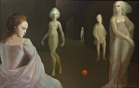 Leonor Fini, Le carrefour d'Hecate, 1978, huile sur toile, 65 x 100 cm. Courtesy Galerie Minsky