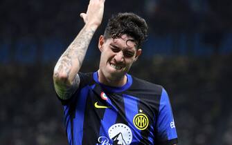 Inter Milan’s Alessandro Bastoni reacts during the Italian serie A soccer match between Fc Inter  and Monza Giuseppe Meazza stadium in Milan, 19 August 2023.
ANSA / MATTEO BAZZI