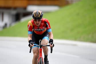 ALPBACH, AUSTRIA - APRIL 17: Jack Haig of Australia and Team Bahrain Victorious attacks in the breakaway during the 46th Tour of the Alps 2023, Stage 1 a 127.5km stage from Rattenberg to Alpbach 984m on April 17, 2023 in Alpbach, Austria. (Photo by Tim de Waele/Getty Images)