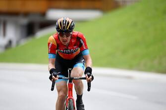 ALPBACH, AUSTRIA - APRIL 17: Jack Haig of Australia and Team Bahrain Victorious attacks in the breakaway during the 46th Tour of the Alps 2023, Stage 1 a 127.5km stage from Rattenberg to Alpbach 984m on April 17, 2023 in Alpbach, Austria. (Photo by Tim de Waele/Getty Images)