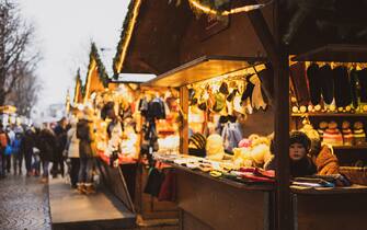 Christmas markets in the north of Italy in a december evening