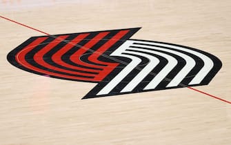 PORTLAND, OREGON - JANUARY 16: A general view of the Portland Trail Blazers logo at Moda Center on January 16, 2021 in Portland, Oregon. NOTE TO USER: User expressly acknowledges and agrees that, by downloading and or using this photograph, User is consenting to the terms and conditions of the Getty Images License Agreement. (Photo by Abbie Parr/Getty Images)