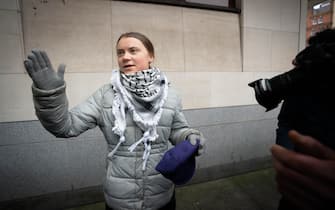 Greta Thunberg arrives at Westminster Magistrates' Court, London, where she is charged, along with four other activists, with a public order offence during a protest in central London last year. The 21-year-old from Sweden was arrested during the demonstration near the InterContinental Hotel in Mayfair on October 17 as oil executives met inside for the Energy Intelligence Forum. Picture date: Friday February 2, 2024.