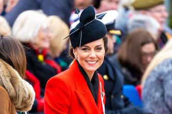 Catherine, Kate Middleton, Princess of Wales during a visit to the 1st Battalion Welsh Guards on to attend the St David’s Day Parade at the Combermere Barracks in Windsor, UK. (Photo by DPPA/Sipa USA)