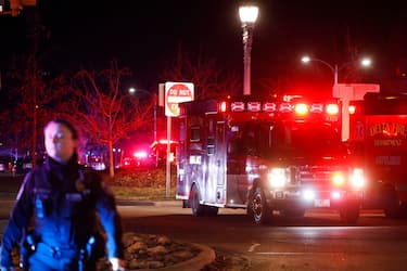 LANSING, MI - FEBRUARY 13:  Police and emergency vehicles are on the scene of an active shooter situation on the campus of Michigan State University on February 13, 2023 in Lansing, Michigan. Five people were shot and the gunman still at large following the attack, according to published reports. The reports say some of the victims have life-threatening injuries.  (Photo by Bill Pugliano/Getty Images)