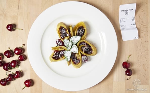 Frittatina con composta espressa di ciliegie e caciocavallo