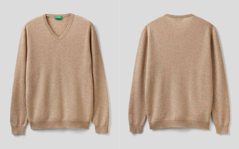 Maglia scollo a V in puro cashmere