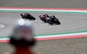 MotoGP riders in action during the free practice session of the Motorcycling Grand Prix of Italy at the Mugello circuit in Scarperia, central Italy, 1 June 2019
ANSA/CLAUDIO GIOVANNINI