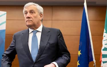Il ministro degli Esteri Antonio Tajani, durante un'iniziativa elettorale di Forza Italia in vista del voto per le regionali del Lazio, Roma, 7 febbraio 2023. ANSA/MASSIMO PERCOSSI