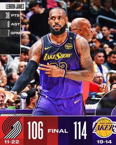 LOS ANGELES LAKERS-PORTLAND TRAIL BLAZERS 114-106