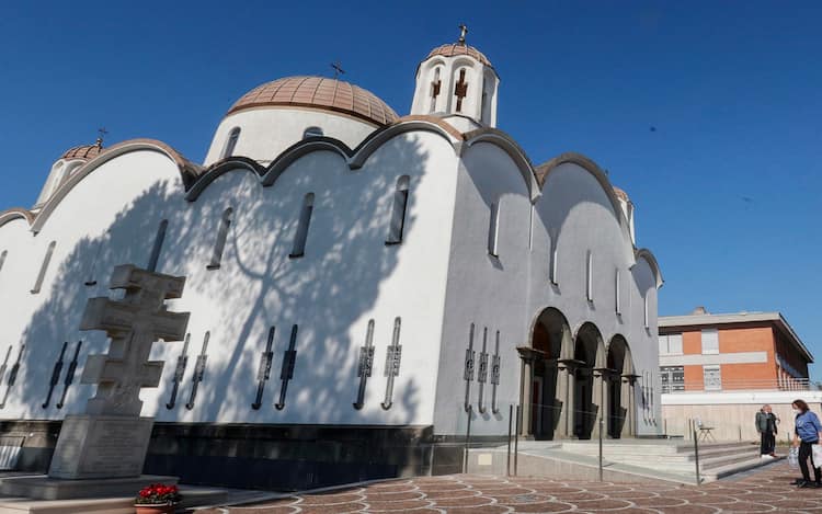 Members of the Ukrainian community of Rome at church of Santa Sofia collect the basic necessities to be distributed to the Ukrainian population, in Rome, Italy, 28 February 2022. ANSA/GIUSEPPE LAMI