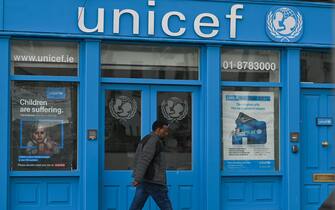 DUBLIN, IRELAND - FEBRUARY 17: 
UNICEF office in Dublin, Ireland, on February 17, 2023. (Photo by Artur Widak/NurPhoto via Getty Images)