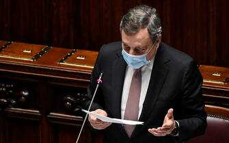 Mario Draghi parla in Aula
