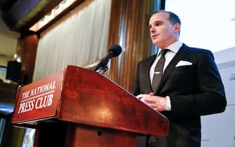 WASHINGTON, DC - APRIL 02: Brett McGurk, recipient of the 2019 James W. Foley American Hostage Freedom Award, speaks at the 2019 James W. Foley Legacy Foundation Awards at the National Press Club on April 02, 2019 in Washington, DC. The James W. Foley Legacy Foundation was created to continue the legacy of slain conflict journalist James Foley who was murdered by the Islamic State of Iraq and Syria (ISIS) on August 19, 2014 while reporting on the Syrian Civil War.  (Photo by Paul Morigi/Getty Images)