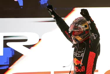 epa10908150 Dutch Formula One driver Max Verstappen of Red Bull Racing celebrates winning the Formula 1 Qatar Grand Prix in Lusail, Qatar, 08 October 2023.  EPA/ALI HAIDER