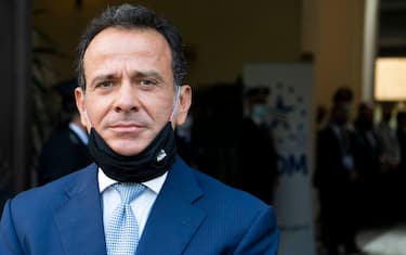 Il direttore Generale dell'Agenzia Dogane Monopoli, Marcello Minenna, in attesa del ministro dell'Economia, Roberto Gualtieri, per il Premio San Matteo 2020 a Roma, 21 settembre 2020. MAURIZIO BRAMBATTI/ANSA