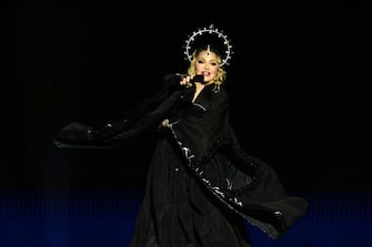 TOPSHOT - US pop star Madonna performs onstage during a free concert at Copacabana beach in Rio de Janeiro, Brazil, on May 4, 2024.Â . Madonna ended her "The Celebration Tour" with a performance attended by some 1.5 million enthusiastic fans. (Photo by Pablo PORCIUNCULA / AFP) (Photo by PABLO PORCIUNCULA/AFP via Getty Images)