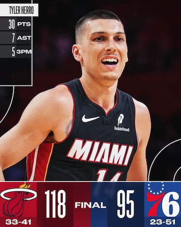 PHILADELPHIA 76ERS-MIAMI HEAT 95-118