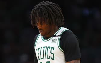 BOSTON, MASSACHUSETTS - JUNE 16: Robert Williams III #44 of the Boston Celtics reacts against the Golden State Warriors during the third quarter in Game Six of the 2022 NBA Finals at TD Garden on June 16, 2022 in Boston, Massachusetts. NOTE TO USER: User expressly acknowledges and agrees that, by downloading and/or using this photograph, User is consenting to the terms and conditions of the Getty Images License Agreement. (Photo by Elsa/Getty Images)