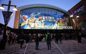 INDIANAPOLIS, INDIANA - FEBRUARY 18: An exterior view prior to the 2024 NBA All-Star Game at Gainbridge Fieldhouse on February 18, 2024 in Indianapolis, Indiana. NOTE TO USER: User expressly acknowledges and agrees that, by downloading and or using this photograph, User is consenting to the terms and conditions of the Getty Images License Agreement. (Photo by Stacy Revere/Getty Images)