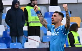 Napoli s foreward Matteo Politano celebrates after scoring the 1-1 goal  during the Italian Serie A soccer match SSC Napoli and US Salernitana at  'Diego Armando Maradona' stadium in Naples, Italy, 13 January 2024.
ANSA / CIRO FUSCO