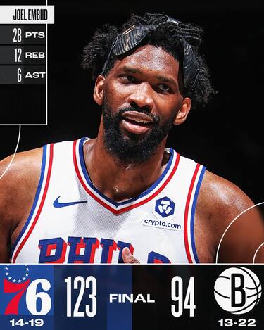 BROOKLYN NETS-PHILADELPHIA 76ERS 94-129