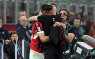 AC Milan's Olivier Giroud  (L) leaves the pitch during the Italian serie A soccer match between AC Milan and Salernitana at Giuseppe Meazza stadium in Milan,  25 May  2024.
ANSA / MATTEO BAZZI